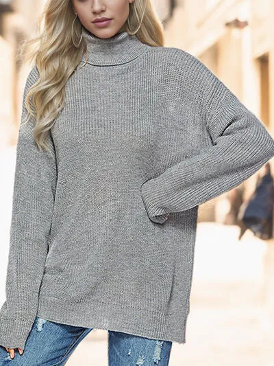 Turtleneck Drop Shoulder Long Sleeve Sweater sold by Charming Charlie