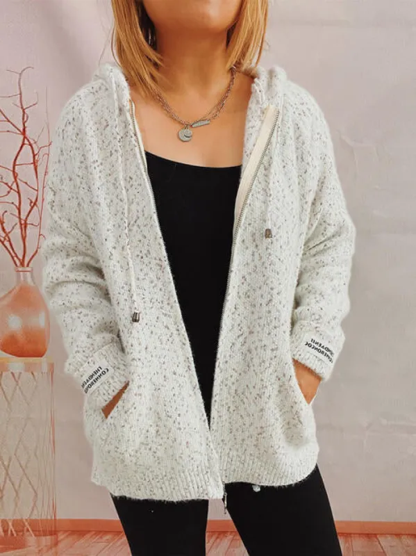 Zip Up Drawstring Long Sleeve Hooded Sweater sold by Charming Charlie