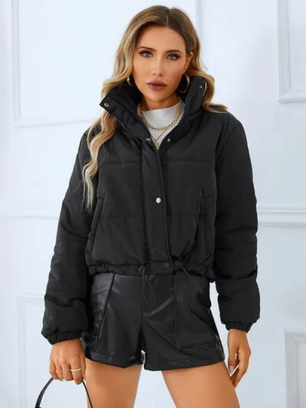 Snap and Zip Closure Drawstring Cropped Winter Coat sold by Charming Charlie