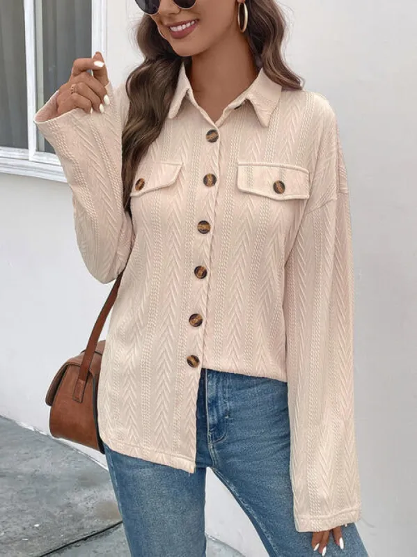 Texture Button Up Long Sleeve Shirt sold by Charming Charlie