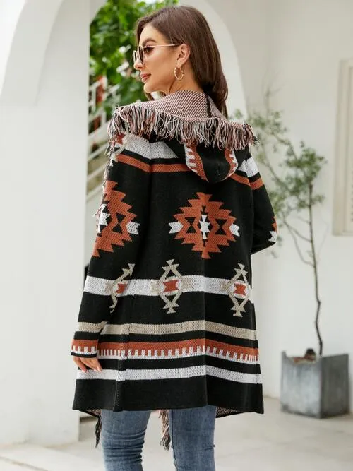 Fringe Geometric Hooded Long Sleeve Cardigan sold by Charming Charlie product image thumbnail 2