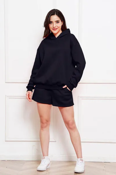 Drop Shoulder Long Sleeve Hoodie and Shorts Set sold by Charming Charlie product image thumbnail 4
