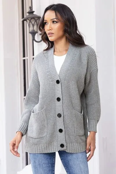 Button Up Long Sleeve Cardigan with Pockets sold by Charming Charlie product image thumbnail 3