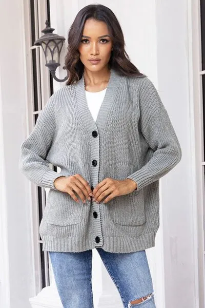 Button Up Long Sleeve Cardigan with Pockets sold by Charming Charlie product image thumbnail 4