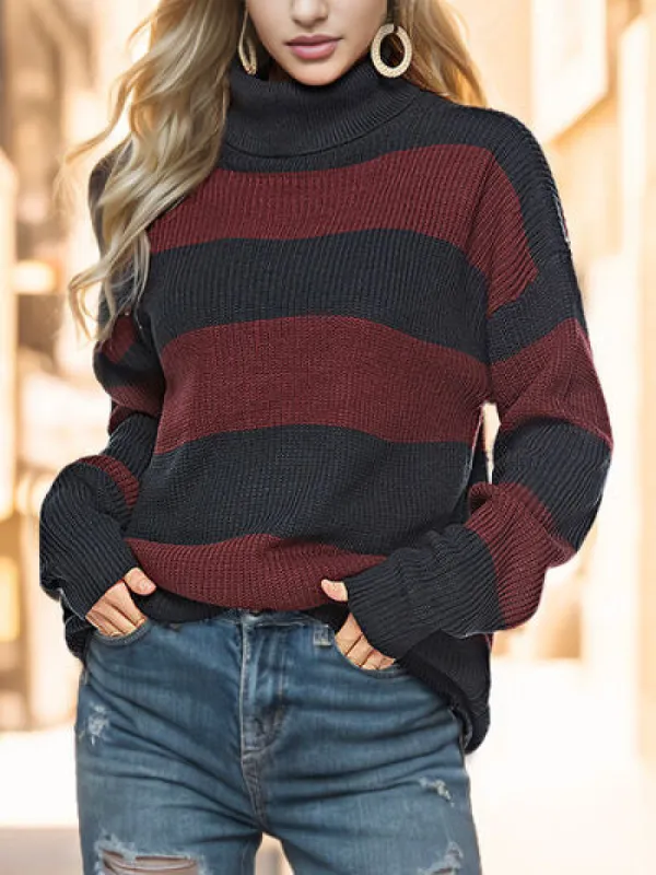 Striped Turtleneck Long Sleeve Sweater sold by Charming Charlie