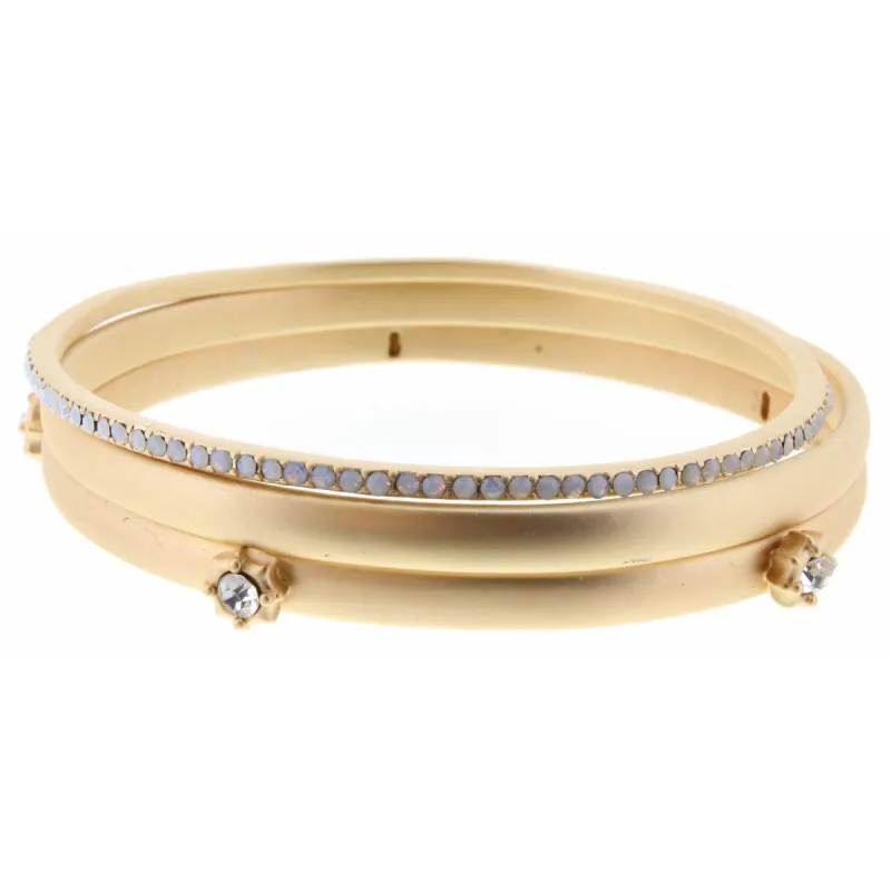 Set of 3, Clear Circular Burst, Gold, and Mini Moonstone Bracelet made by Charming Charlie