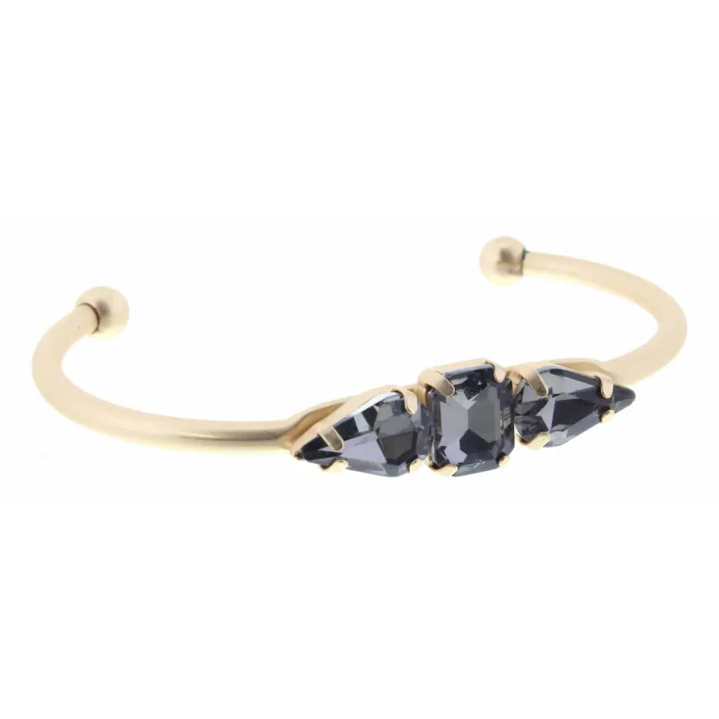 Smoke Rectangle and Teardrop Crystals Cuff Bracelet sold by Charming Charlie