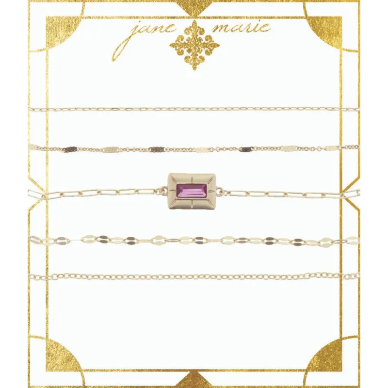 5 Layer with Rose Stone Encased in Gold Plate Bracelet sold by Charming Charlie