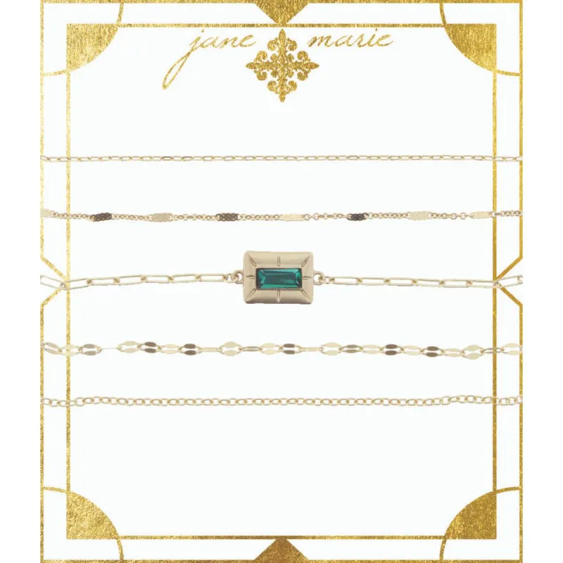 5 Layer with Emerald Stone Encased in Gold Plate Bracelet sold by Charming Charlie