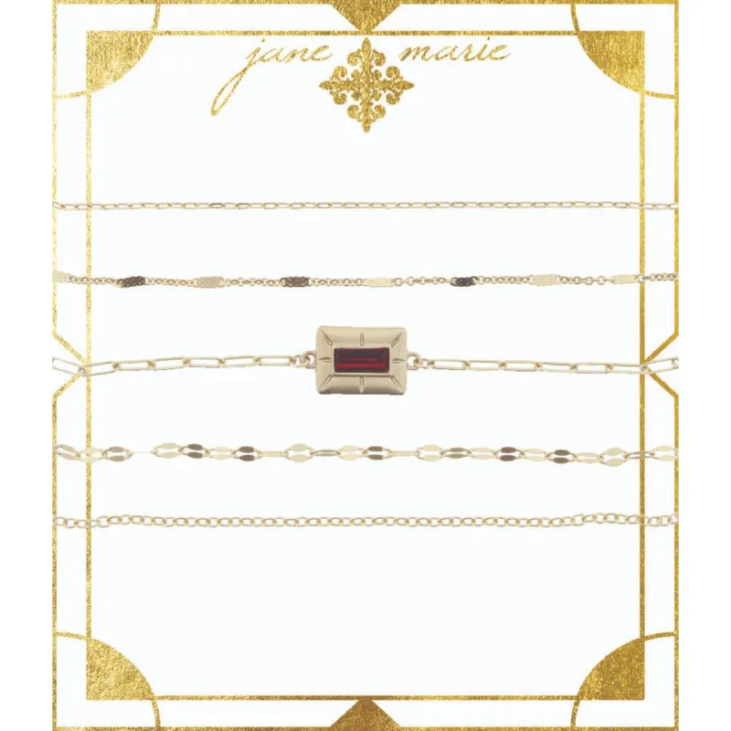 5 Layer with Ruby Stone Encased in Gold Plate Bracelet sold by Charming Charlie