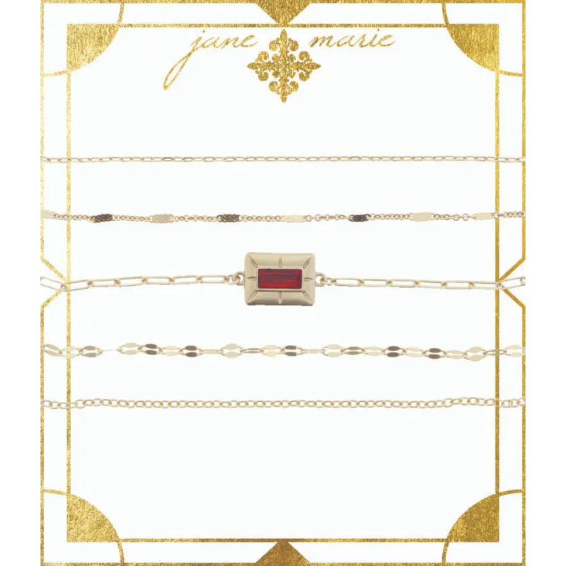 5 Layer with Siam Stone Encased in Gold Plate Bracelet sold by Charming Charlie