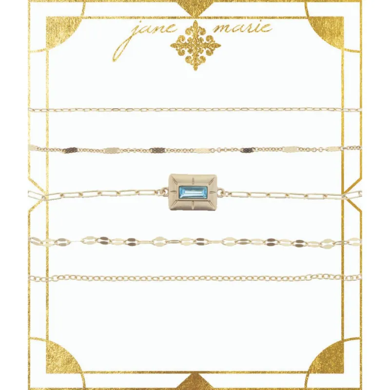 5 Layer with Light Sapphire Stone Encased in Gold Plate Bracelet sold by Charming Charlie