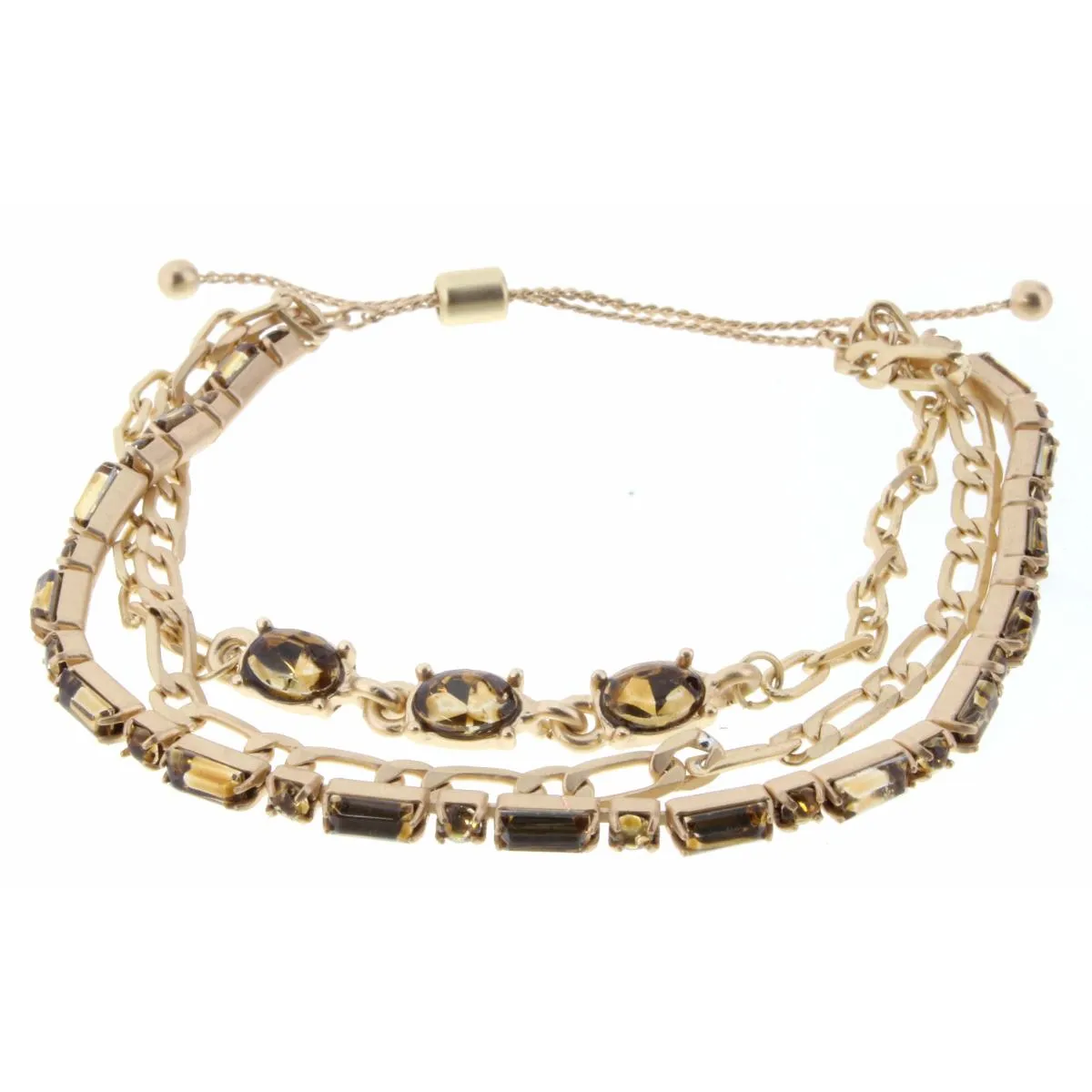 Layered Gold with Oval Casted Smoke Crystals Bracelet sold by Charming Charlie