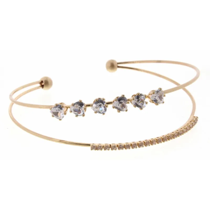 Gold 2 Layer Heart and Mini Square Crystals Bracelet sold by Charming Charlie