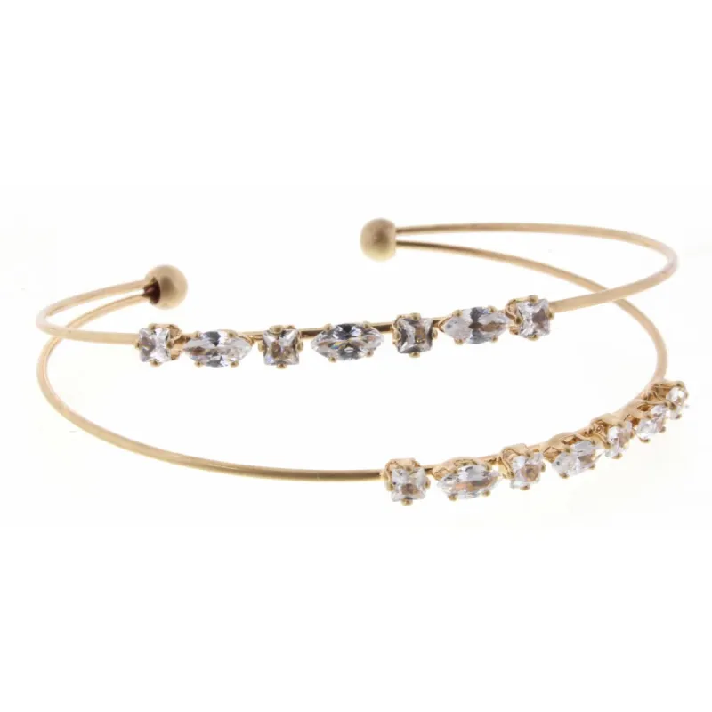 Gold 2 Layer Marquise and Square Crystals Bracelet sold by Charming Charlie