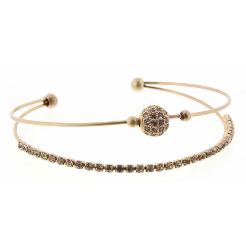 Gold 2 Layer Bead with Square Crystals Bracelet sold by Charming Charlie