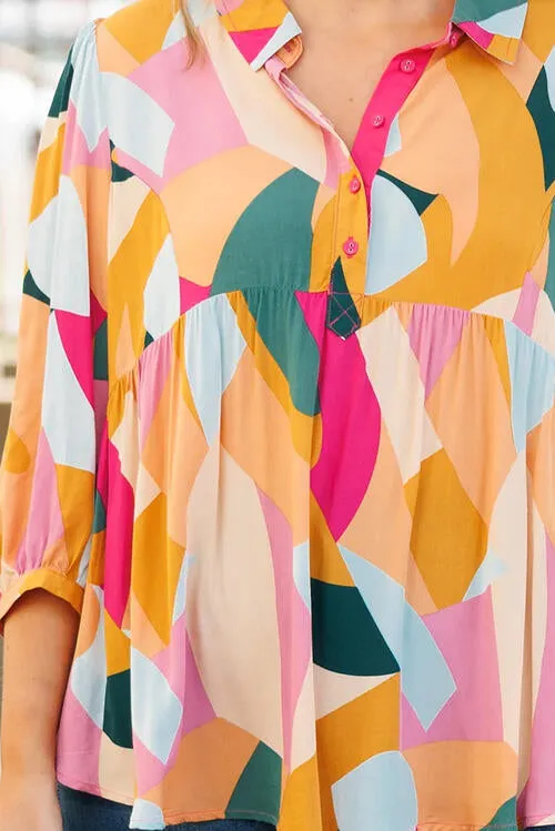 Heathered Collared Neck Long Sleeve Blouse sold by Charming Charlie product image thumbnail 2