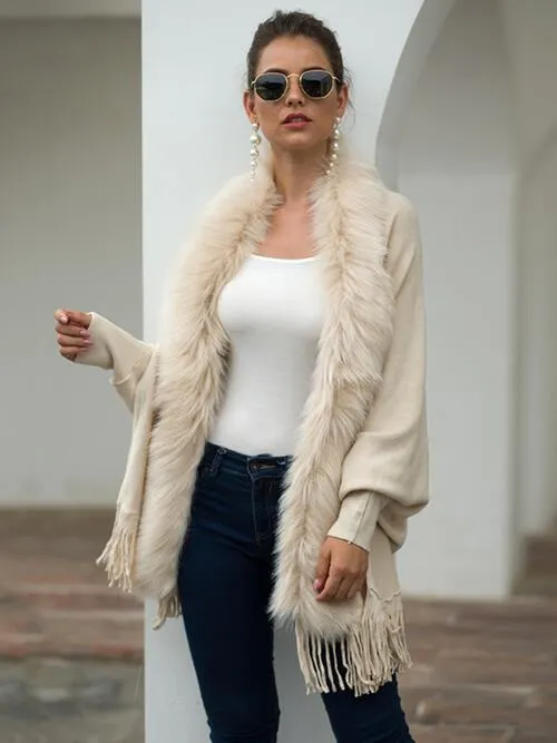 Fringe Open Front Long Sleeve Poncho sold by Charming Charlie product image thumbnail 4