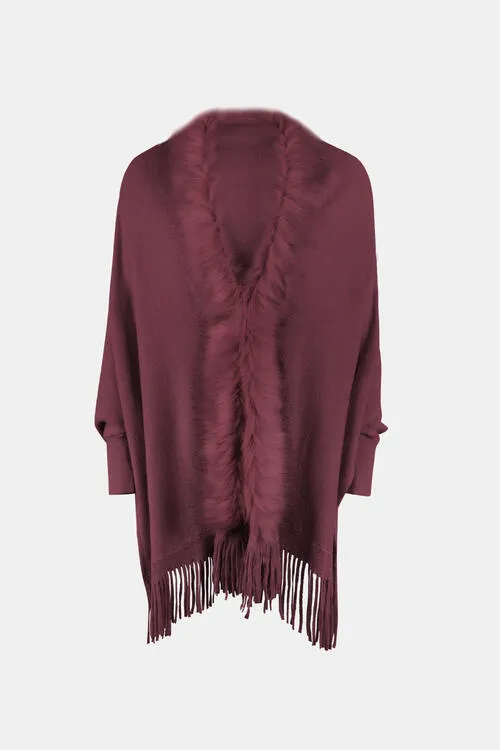 Fringe Open Front Long Sleeve Poncho sold by Charming Charlie product image thumbnail 5