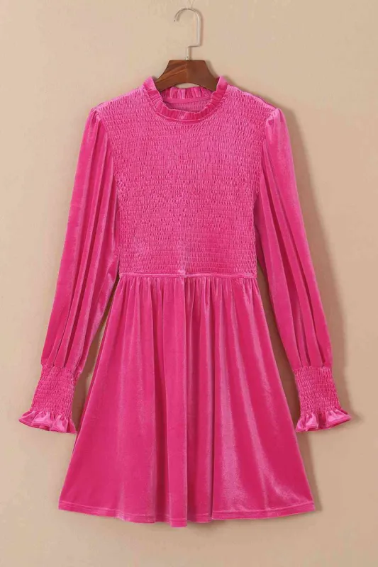 Smocked Round Neck Long Sleeve Dress sold by Charming Charlie