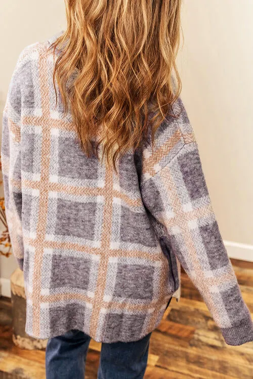 Button Up Plaid Long Sleeve Cardigan sold by Charming Charlie product image thumbnail 2