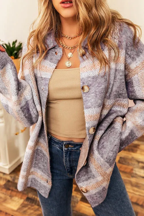 Button Up Plaid Long Sleeve Cardigan sold by Charming Charlie product image thumbnail 3