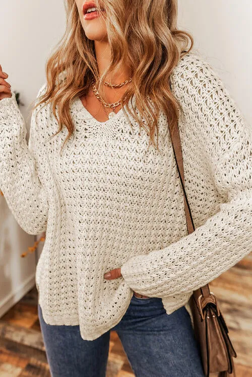 Openwork Round Neck Long Sleeve Sweater sold by Charming Charlie product image thumbnail 5