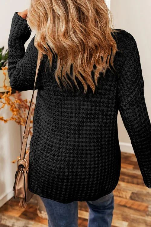 Openwork Round Neck Long Sleeve Sweater sold by Charming Charlie product image thumbnail 2