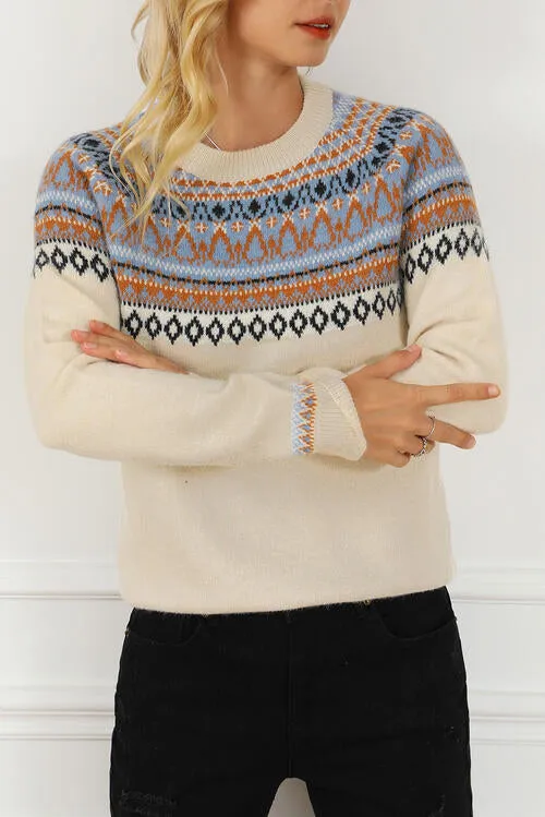Geometric Round Neck Long Sleeve Sweater sold by Charming Charlie product image thumbnail 3