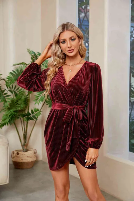 Ribbed Tie Front Mini Dress sold by Charming Charlie