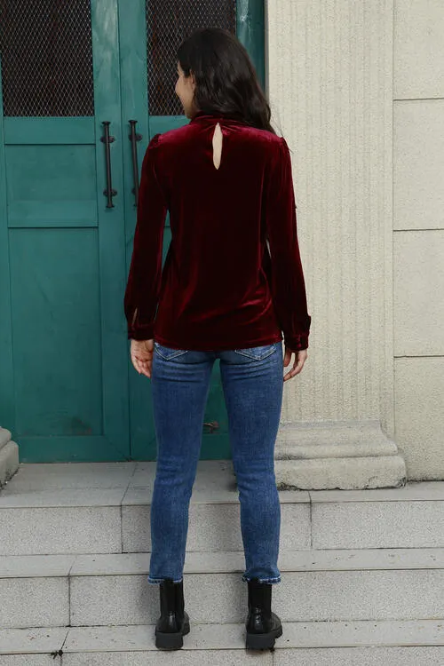 Cutout Puff Sleeve Velvet Blouse sold by Charming Charlie product image thumbnail 2