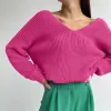 V-Neck Dropped Shoulder Long Sleeve Sweater sold by Charming Charlie