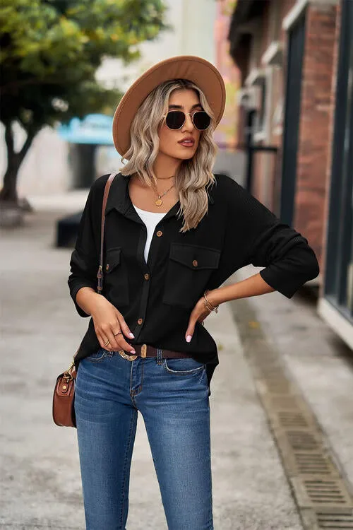 Button Up Collared Neck Long Sleeve Shirt sold by Charming Charlie product image thumbnail 5