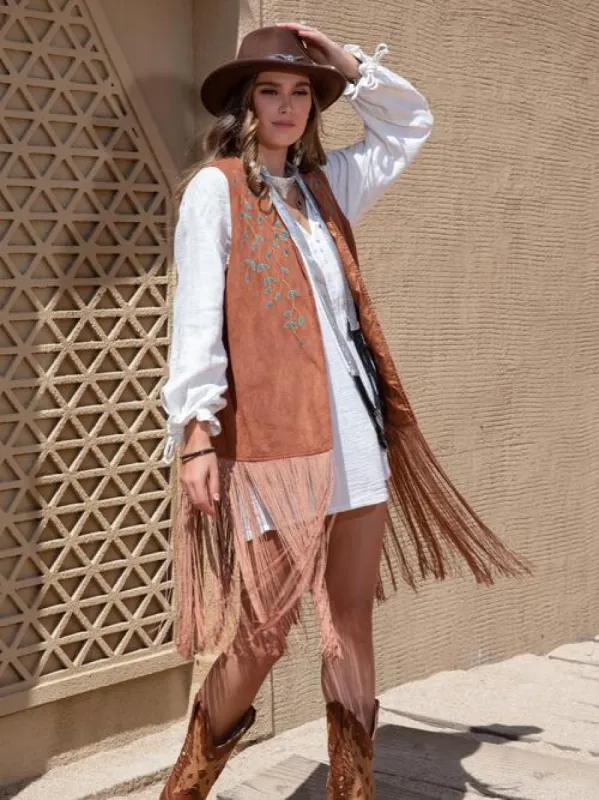 Fringe Hem Open Front Vest sold by Charming Charlie