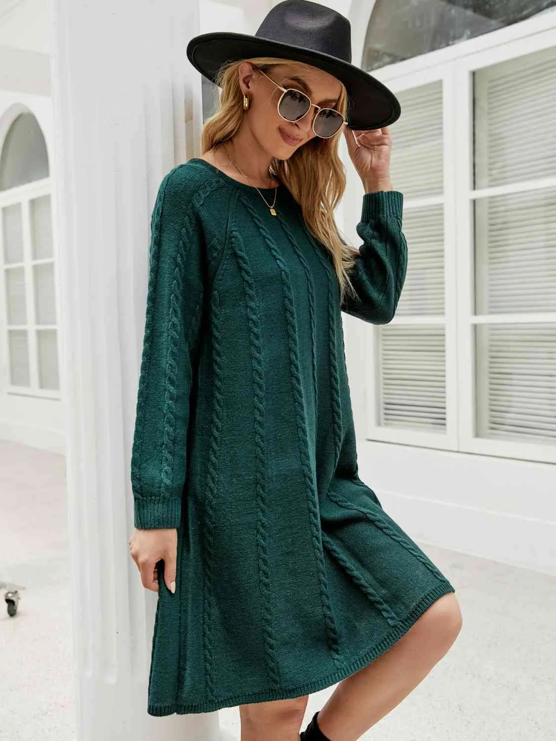 Cable-Knit Long Sleeve Sweater Dress sold by Charming Charlie product image thumbnail 5
