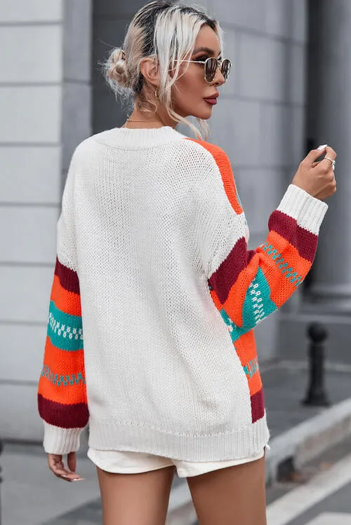 Striped Round Neck Long Sleeve Sweater sold by Charming Charlie product image thumbnail 2