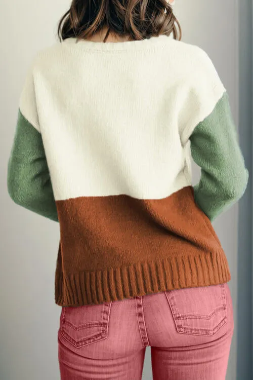 Color Block Round Neck Long Sleeve Sweater sold by Charming Charlie product image thumbnail 2