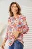 Double Take Floral Print Long Puff Sleeve Blouse sold by Charming Charlie
