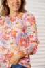 Double Take Floral Print Long Puff Sleeve Blouse sold by Charming Charlie