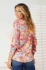 Double Take Floral Print Long Puff Sleeve Blouse sold by Charming Charlie