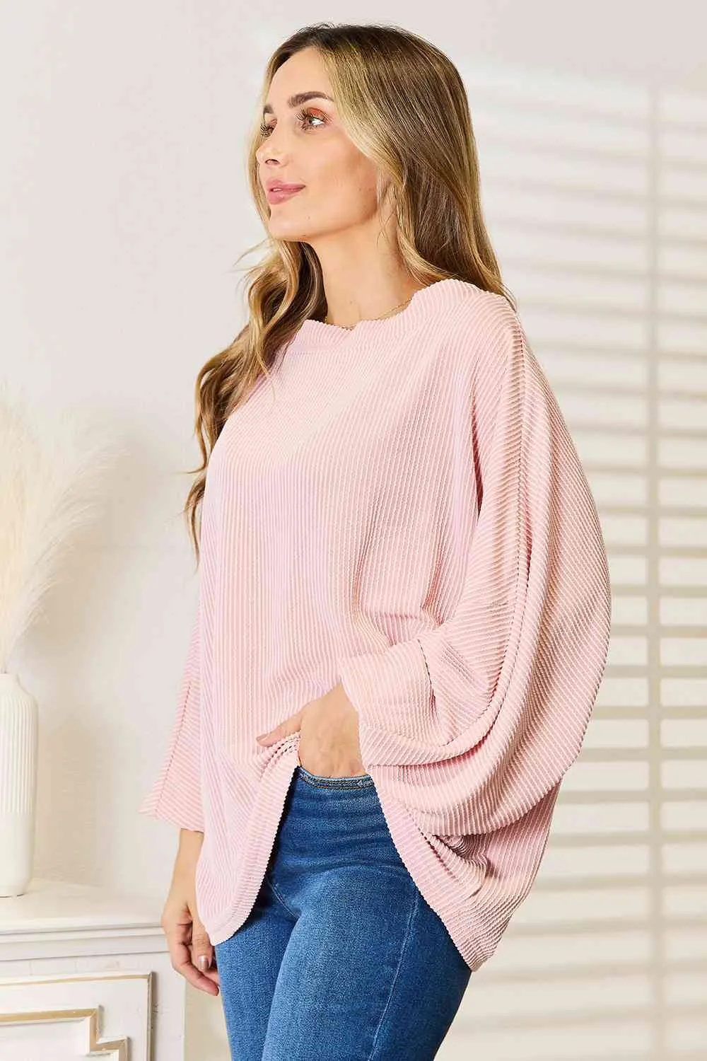Double Take Ribbed Long Sleeve Top sold by Charming Charlie product image thumbnail 3