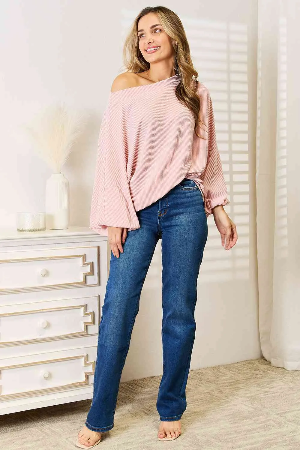 Double Take Ribbed Long Sleeve Top sold by Charming Charlie product image thumbnail 4