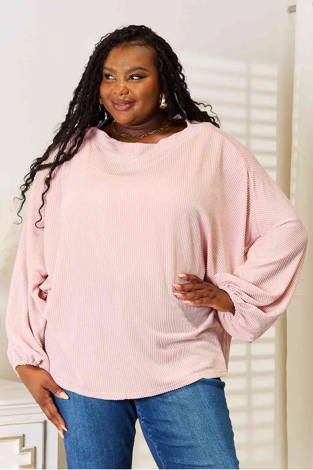 Double Take Ribbed Long Sleeve Top sold by Charming Charlie product image thumbnail 5