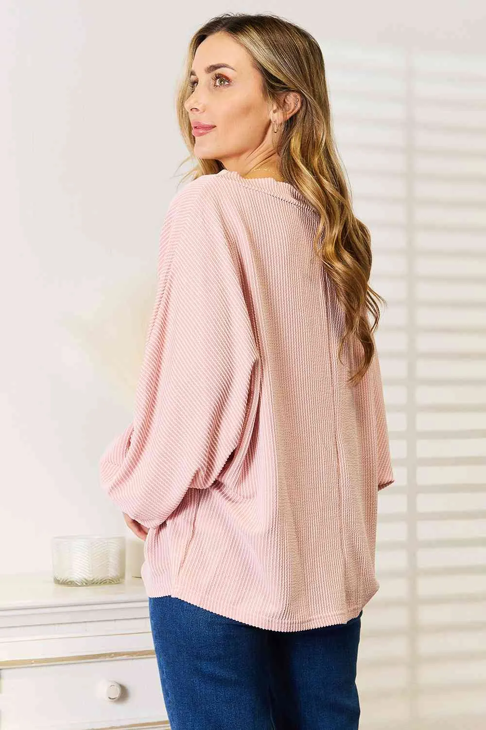 Double Take Ribbed Long Sleeve Top sold by Charming Charlie product image thumbnail 2