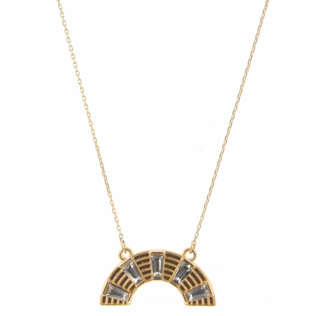 16" to 24" Gold Arch with Clear Trapazoid Rhinestones Adjustable Necklace sold by Charming Charlie