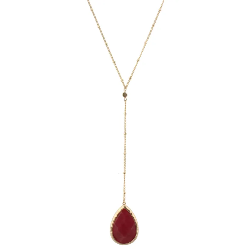 18" Adjustable Y Necklace with 3" Drop, Burgundy Teardrop sold by Charming Charlie