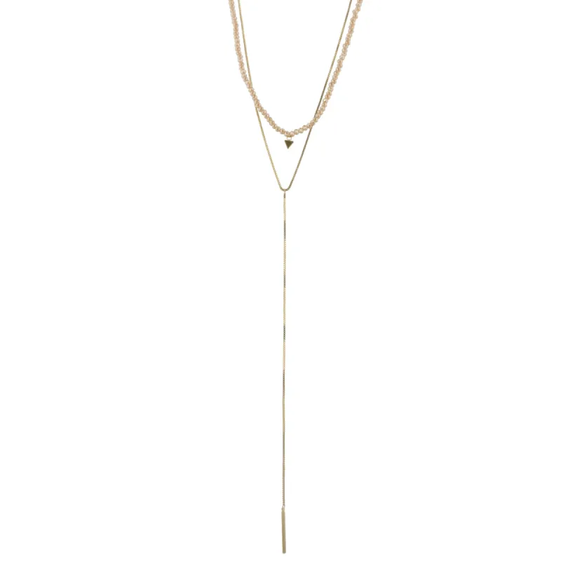 16", 18" Champagne Beaded 2 Layer with 8" Y Drop, 3" Ext. sold by Charming Charlie