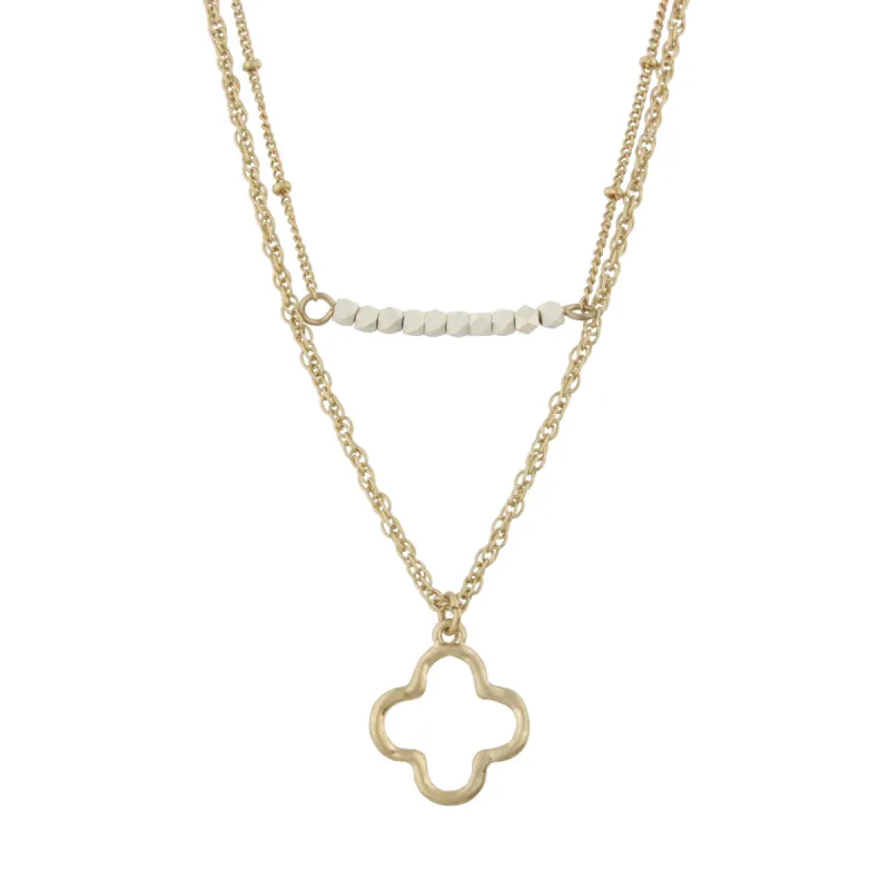 18" Gold Double Bar Necklace -Open Cross, 3" Ext. sold by Charming Charlie