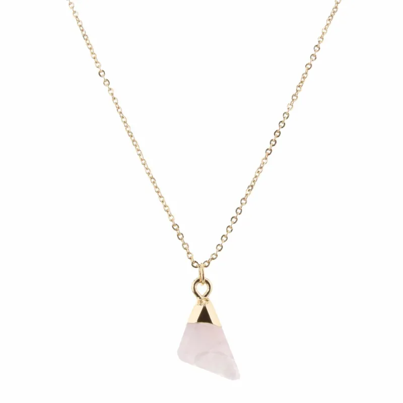 16" Rose Quartz Triangle Necklace, 3" Ext. sold by Charming Charlie