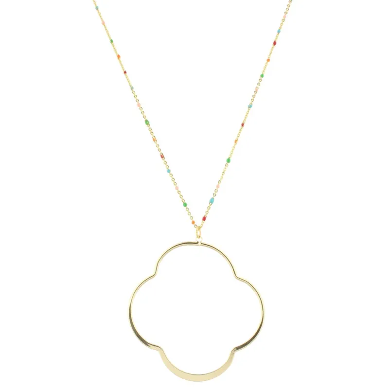 16" Multi Enamel Chain Necklace with Quatrefoil, 3" Ext. sold by Charming Charlie